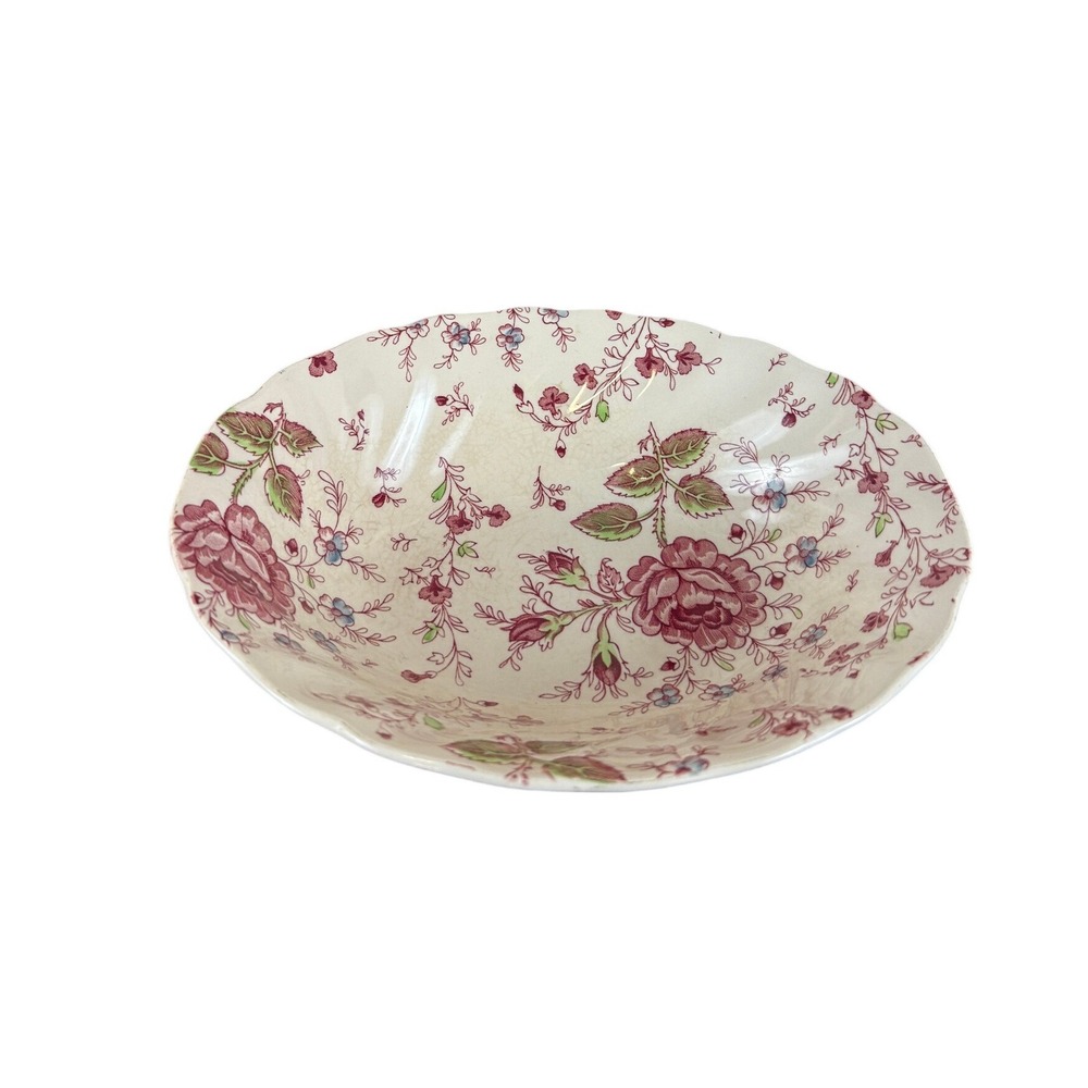 VTG 1930s Johnson Bros Rose Chintz 9" Oval Vegetable Serving‎ Bowl Pink Stamp